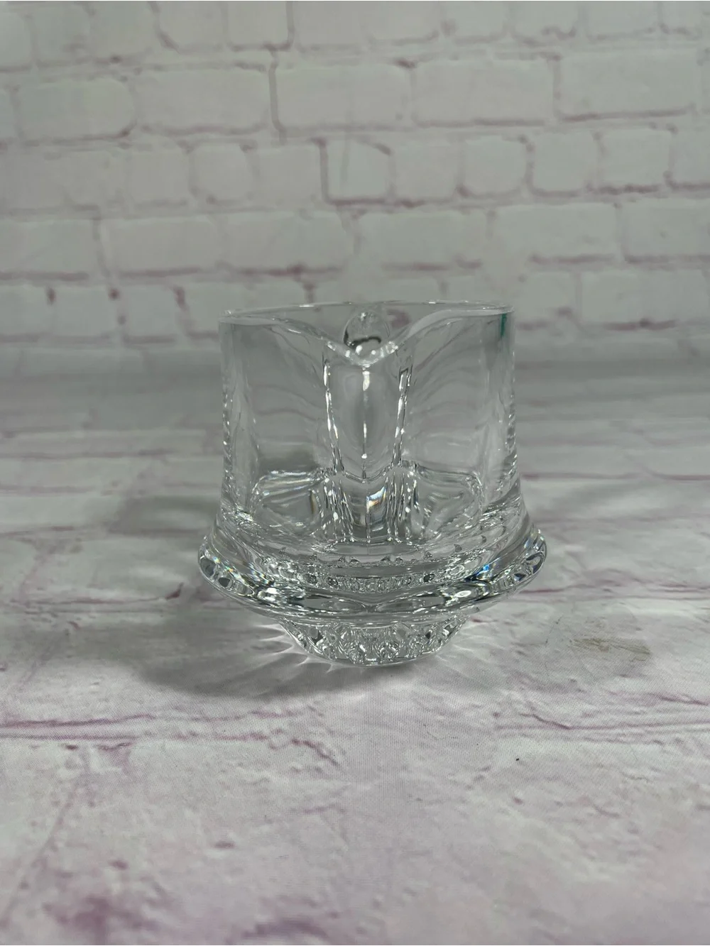 Vintage Gorham Crystal Lyric Clear Glass Creamer Faceted Bottom 3”